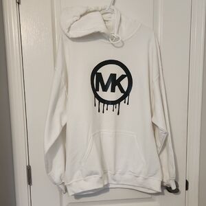 Gildan White Hoodie with Black Drip MK Logo